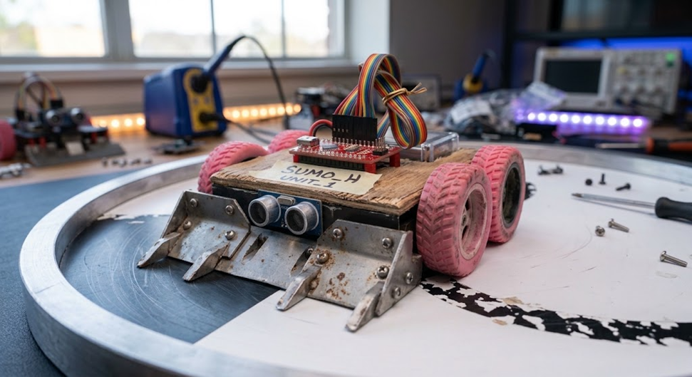Robot mini-sumo en dohyo